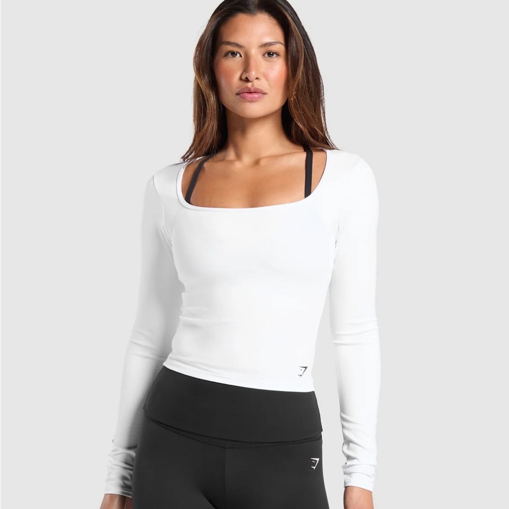 Gymshark White Long Sleeve Top